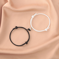 Romantic 2pcs/Pair Magnet Couple Bracelet Adjustable Matching Braclet Rope Black White Heart Magentic Braslet Gift For Lover