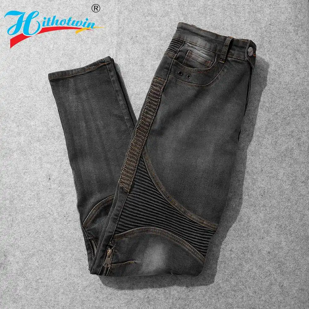 Men\'s Blue Motorbike Pants Aramid Motorcycle jeans Smoke Grey Fireproof wearable Casual Motocross Knee Protective Hi-03