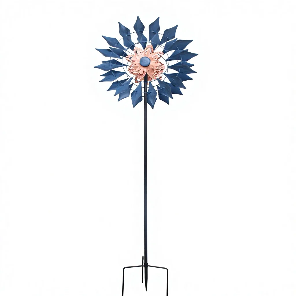 Middle Quality Blue Small Metal Wind Spinner Handmade Powder Coated Floor Standing Bracket for Festival Outdoor Use - Best