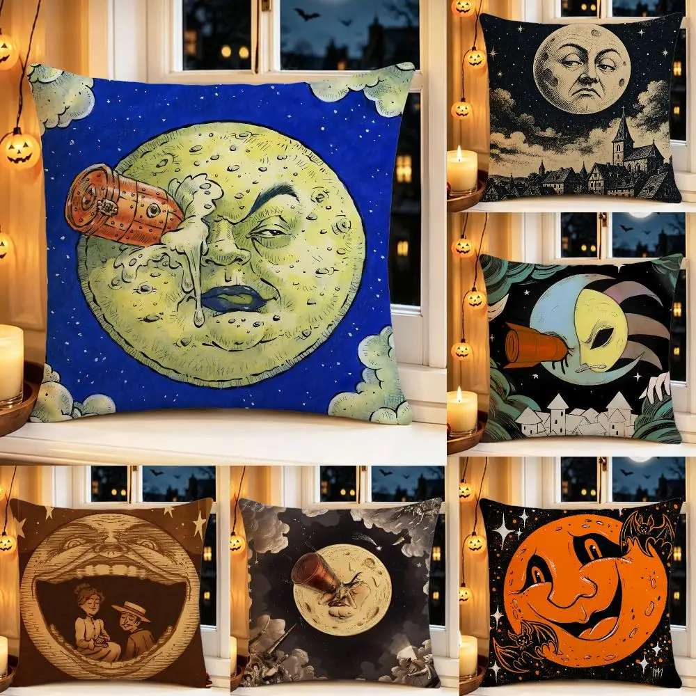 Creature Moon Imp Cushion Cover Pillow Short Plush Scary Creepy Cushion for Living Room Sofa Halloween Holiday Gift