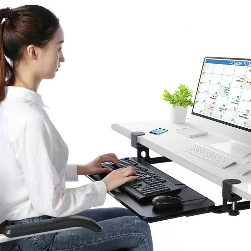 Keyboard holder Computer Keyboard Mouse Under Desk Mount Slider Tray Extender Tray 52*25cm