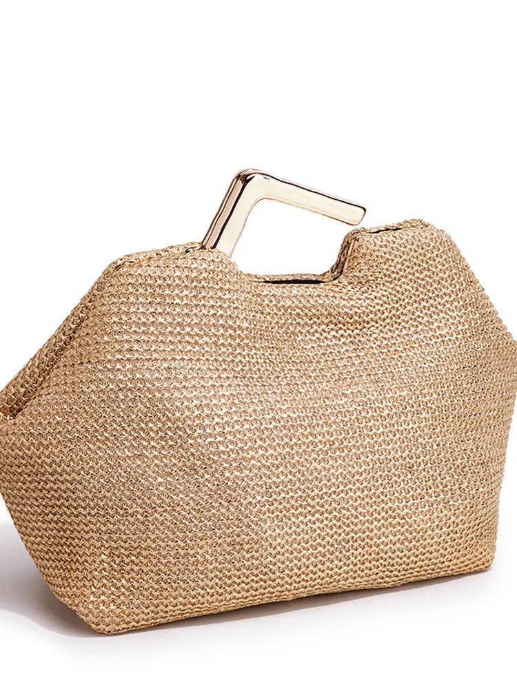 Ladies Straw Handbag Evening Bags Pearl Flip Cover Cosmetic Bag Beach Holiday Essential Handheld Envelope Clutch Handbag