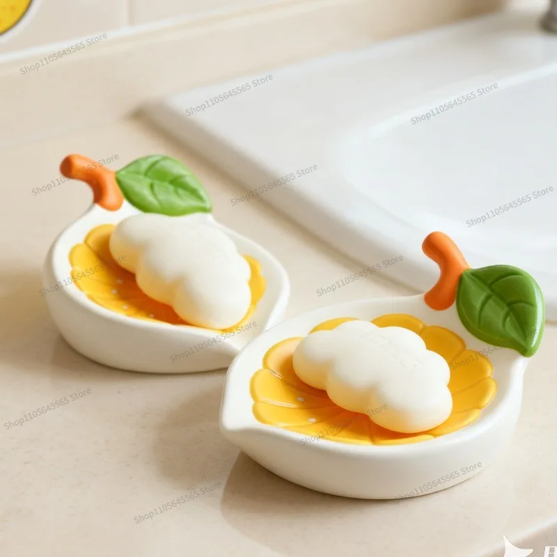 For Lemon Shaped Soap Box Household Bathroom Drain Soap Box Toilet Non-water Soap Shelf