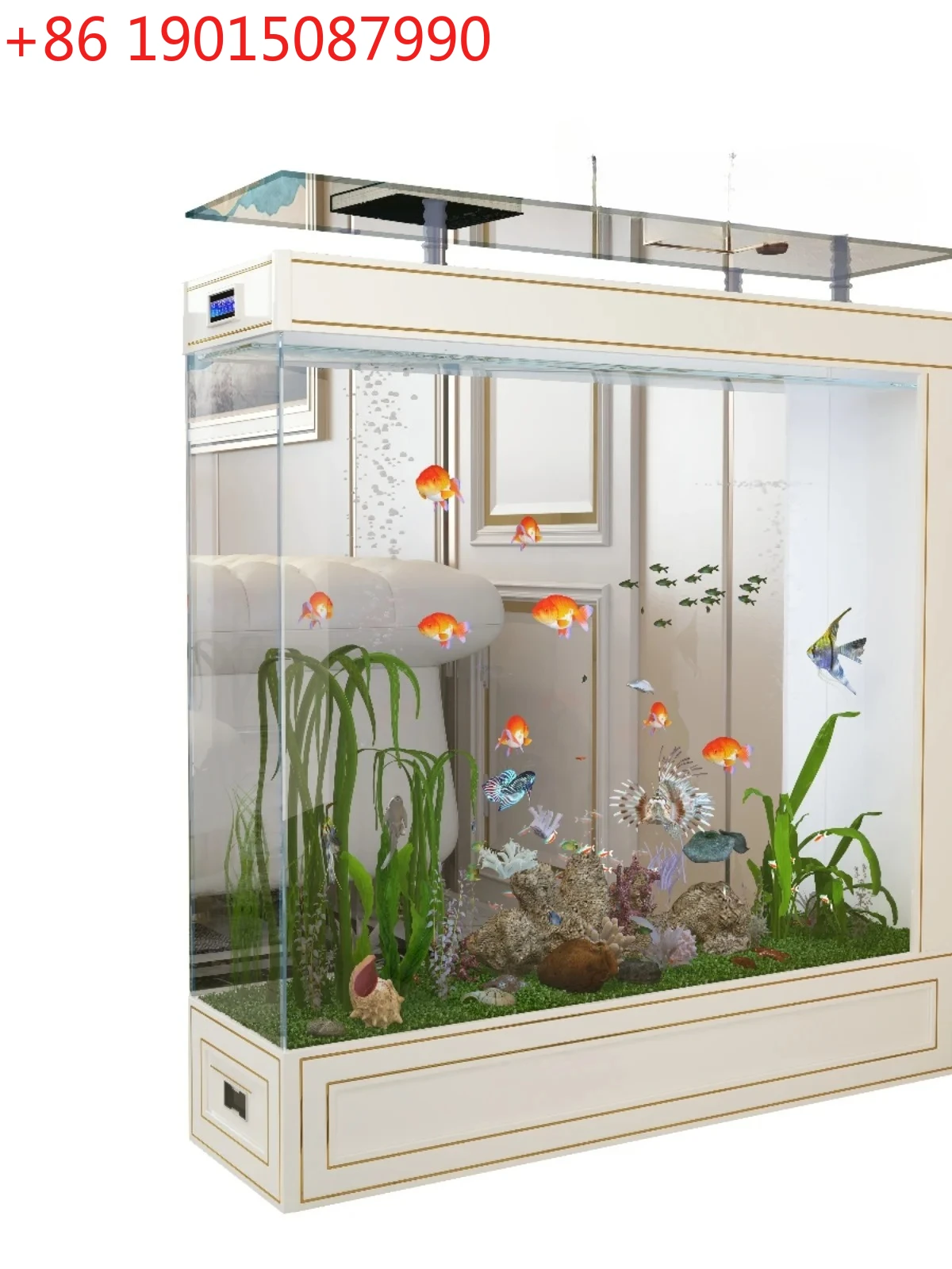 

New light luxury living room home partition integrated aquarium intelligent water-free fish tank