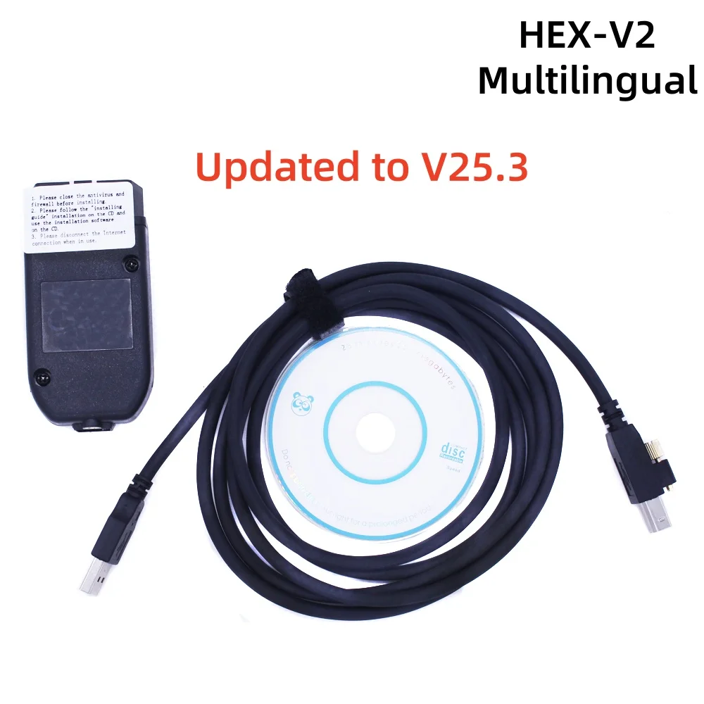 

СКАНЕР HEX V2 OBD2 для диагностического инструмента VAG для vw/audi/skoda/seat, английский v25.3, COM-кабель, многоязычный VCDS