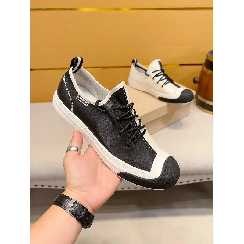 

European Men's fashion Genuine leather Sports Lace-up classic Casual shoes sneakers Running shoes