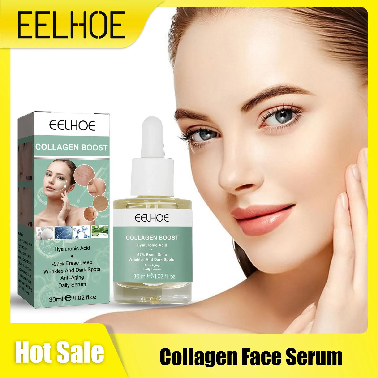 Collagen Face Serum Tightening Skin Fade Pigment Freckle Melasma Melanin Nourishing Skin Even Tone Anti Sagging Skin Care Serum