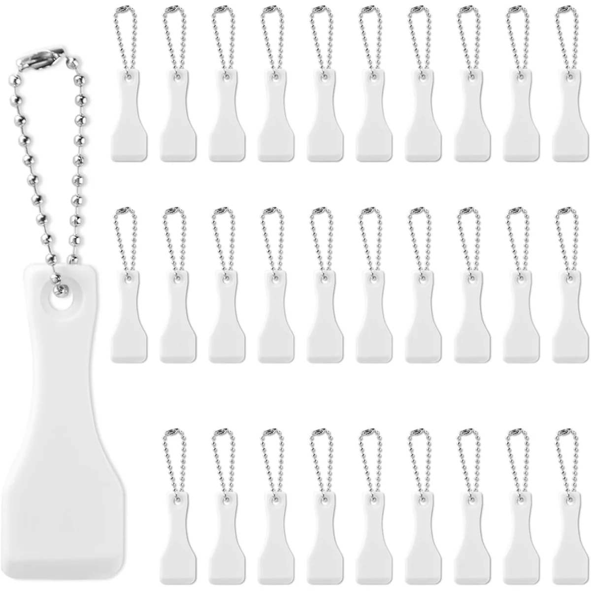 New 30Pcs White Plastic Scratch Ticket Scratcher Tool Card Scraper Scratch Off Tool Keyring Ticket Scratcher for Label,Film
