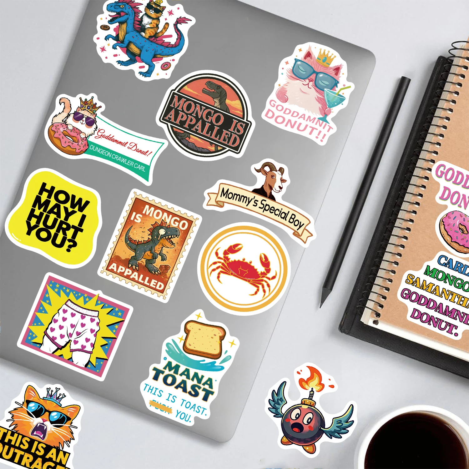 50PCS Dungeon Crawler Carl Stickers Nostalgia Luggage Scrapbooking Skateboard Art Coffee Bar Home Coffee Room Bar Decor Sticker