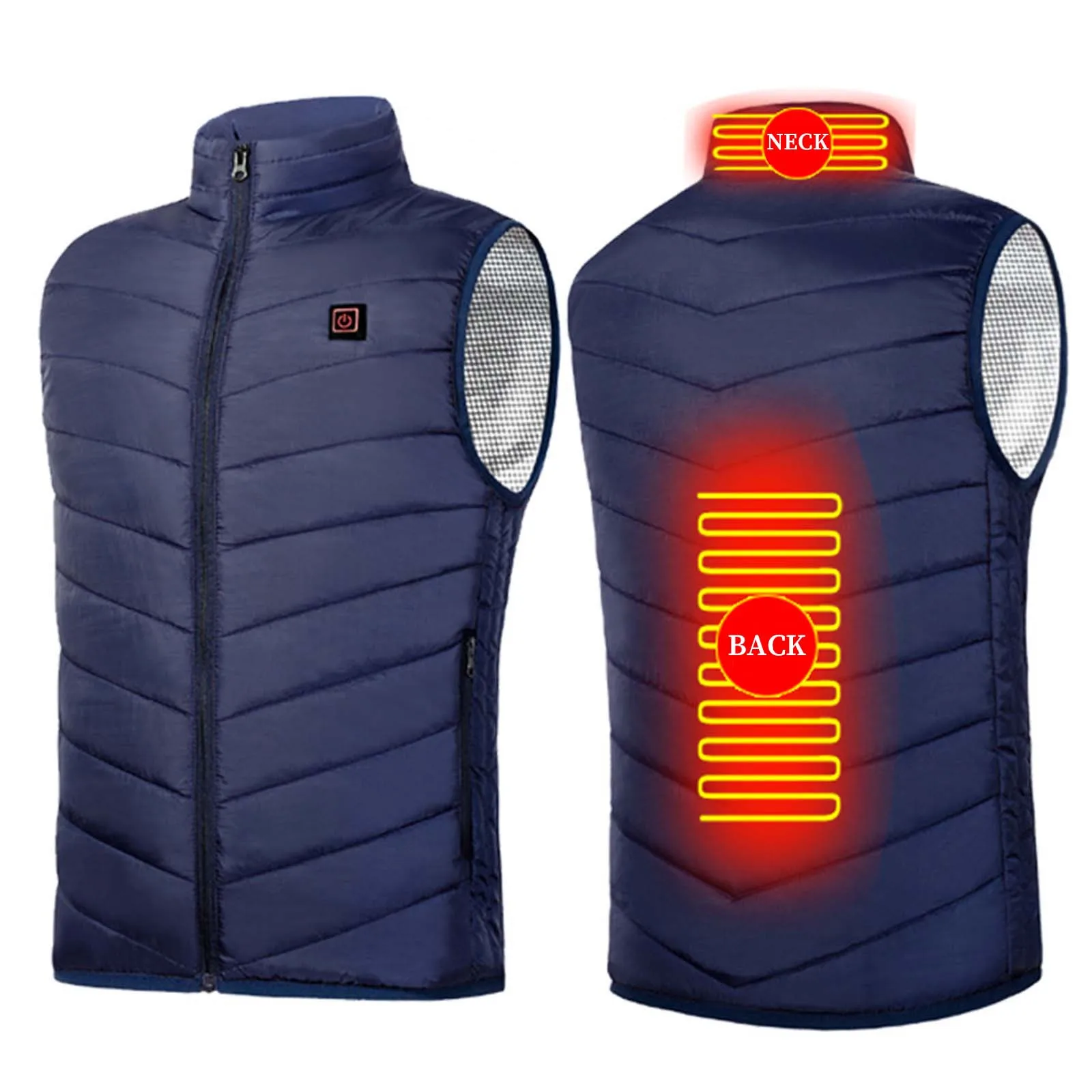 Zone 2 Intelligent verwarmingsvest met enkele bediening, USB-oplaadverwarmingskleding voor heren en dames, warme buitenkleding