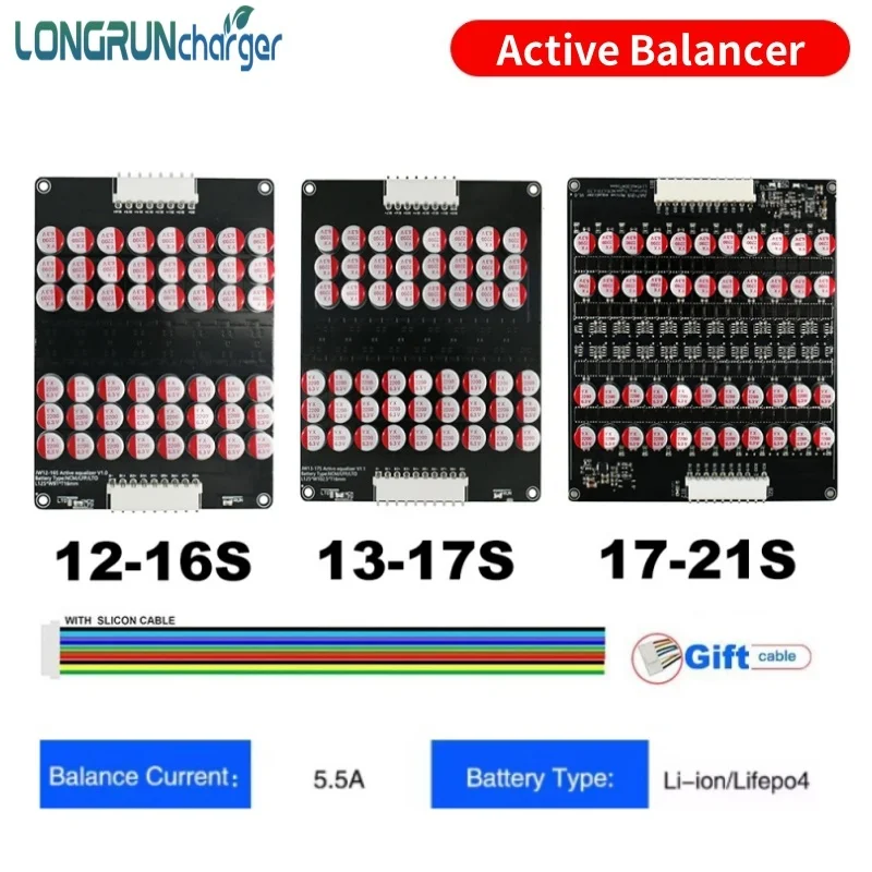 

Active Equalizer Balancer 5A 14S 16S 17S 18S 19S 20S 21S Lifepo4/Lipo/LTO Battery Energy Capacitor