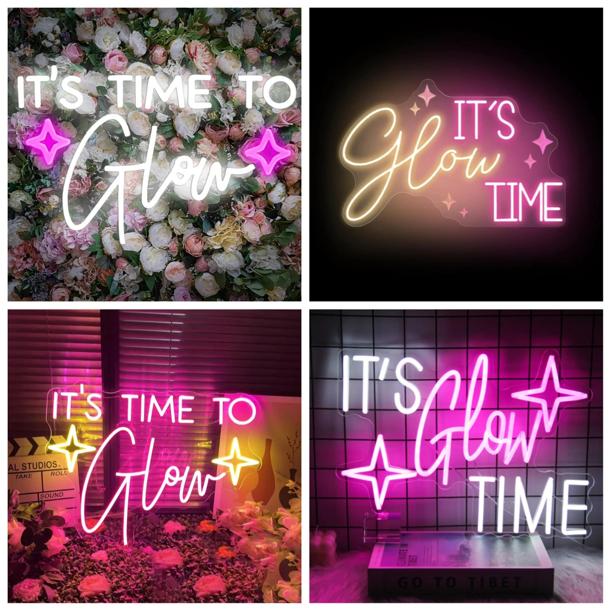 It's Time To Glow Neon Sign USB Dimmable Neon Light for Beauty Room Hair Salon Drink Bar Nails Wax Lash Beauty Decoration Wall