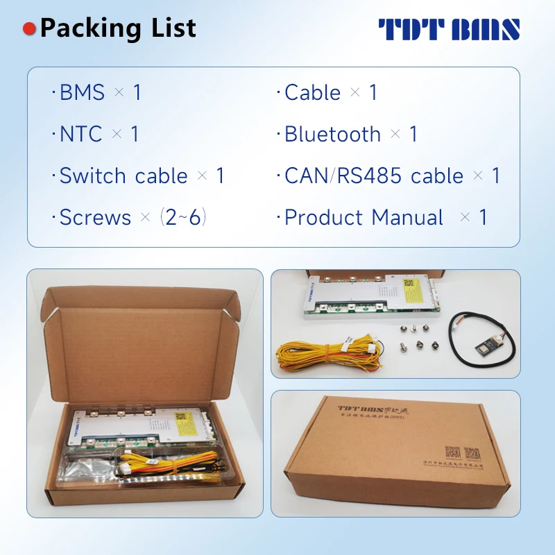 TDT Smart BMS Liion 3S 4S 12V 7S 8S 24V 12S 13S 16S 48V 50A support Bluetooth RS485 RS232 CAN & IOS app LiFePo4 100A 150A 200A