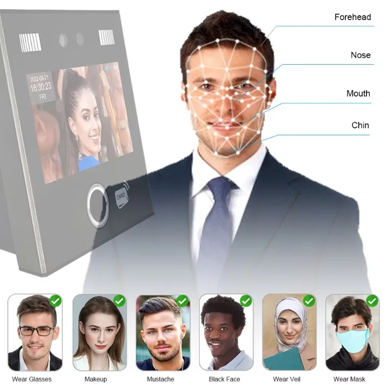 Biometric AI Face Recognition  QR Code Reader Access Control System Card Fingerprint Time Attendance Machine