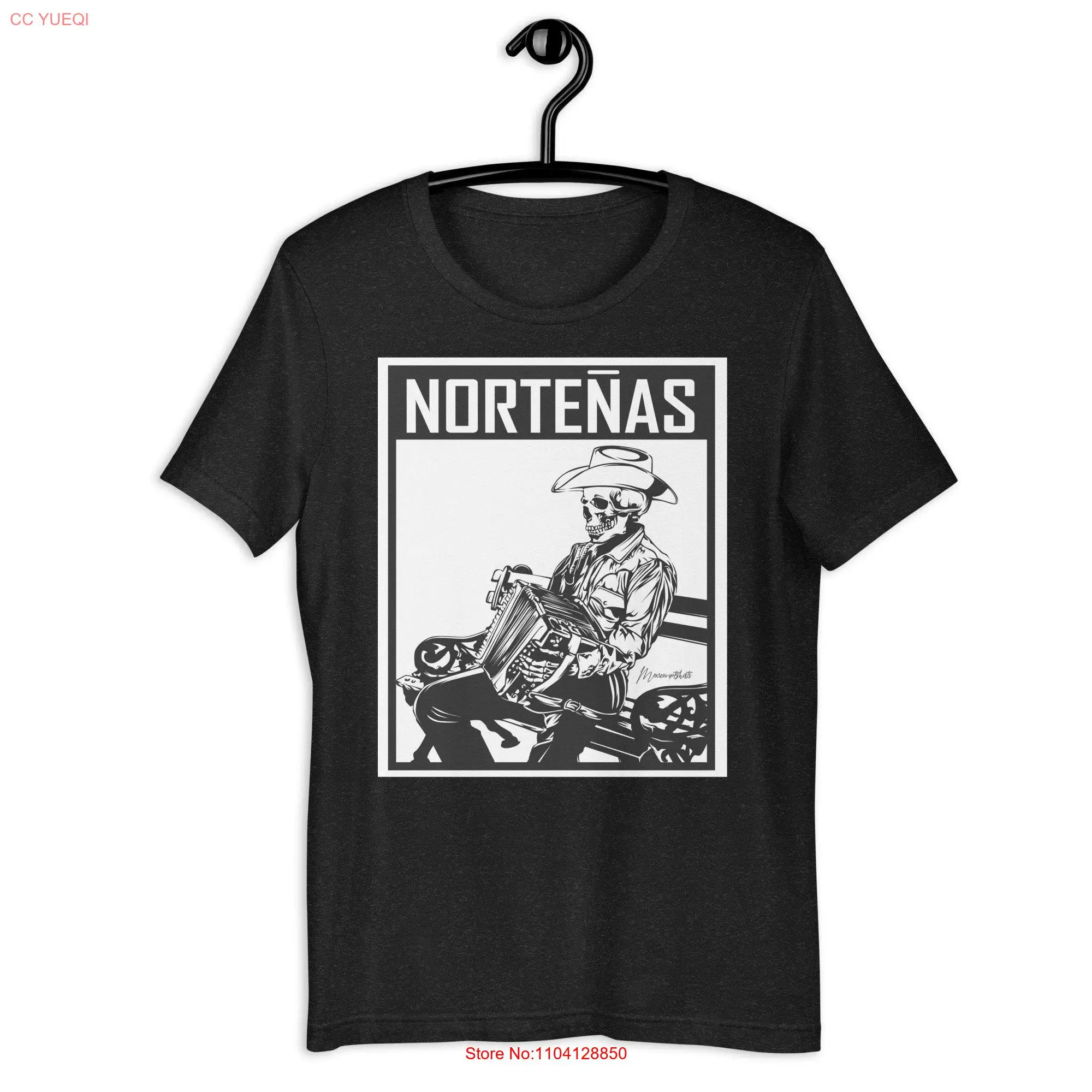 Nortenas Acordion Mexican Skull t shirt long or short sleeves