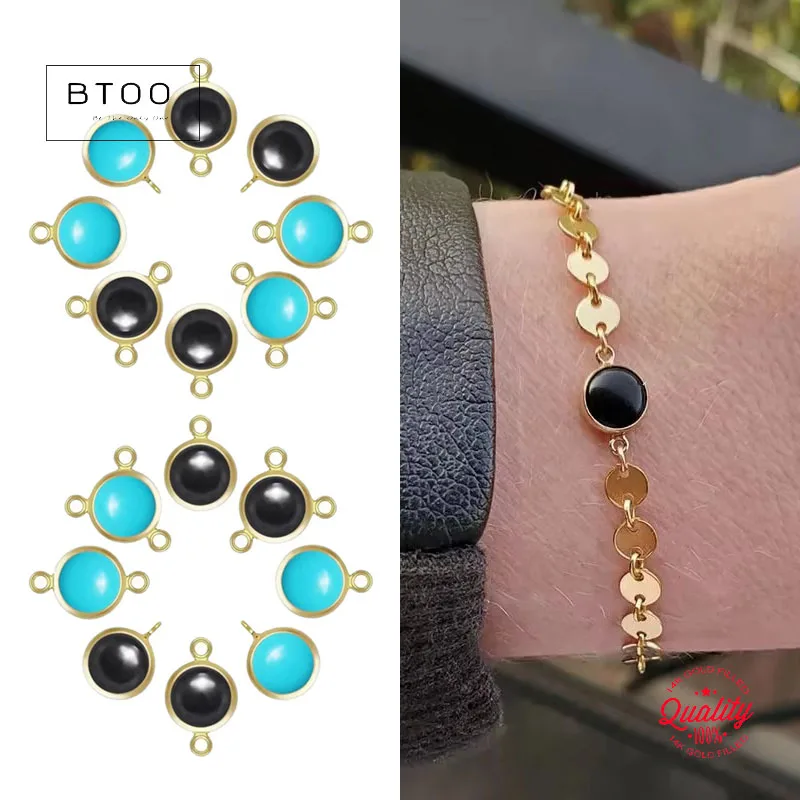 

4/6mm Turquoise Black Onyx 14k Gold Filled Connectors Permanent Jewelry Bracelet Necklace Connectors for DIY Jewelry Making