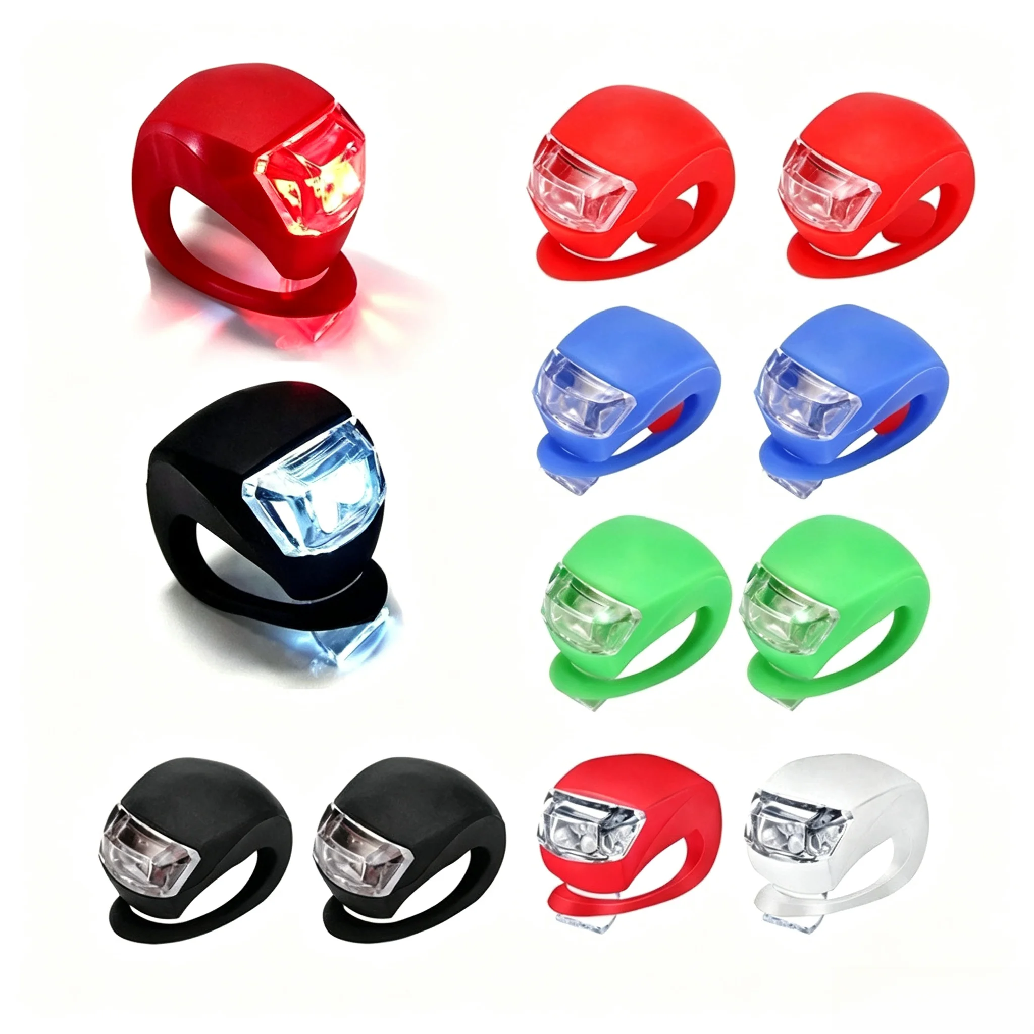 Image of 2/4/10 Stück LED Silikon Fahrradbeleuchtungs-Set Vorne und Hinten 3 Modi Wasserdicht Mountainbike Rennrad Fahrrad-Scheinwerfer Rückwarnleuchte