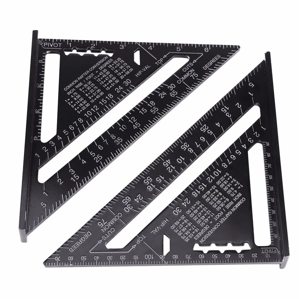 Triangle Ruler 7Inch Measurement Tool Aluminium Alloy Carpenter Set Square Angle Woodworking Tools Try Square Triangular Metric