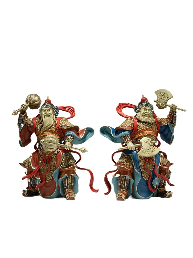 

All-copper ornaments, auspicious door gods (a pair) home copper handicrafts, living room, decorations