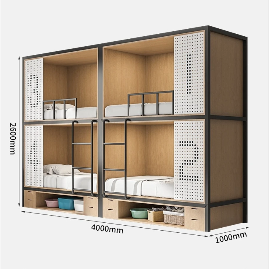 Factory Direct Supply Wooden Apartment Bunk Beds for Youth Low Capsule Hostel & Game Hotel Furniture