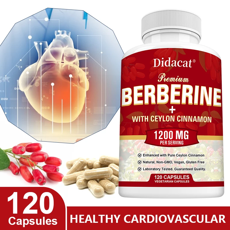 Berberine + Ceylon Cinnamon Supplement - Supports Energy, Immunity, Heart Health and GI Health, Metabolism, Non-GMO, Vegetarian