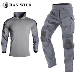 Tactical Suits Hiking Shirts Folded Tactical Pants Wear Resistant Airsoft Paintball Work Sets Uniform Combat Shirts Camo Pants