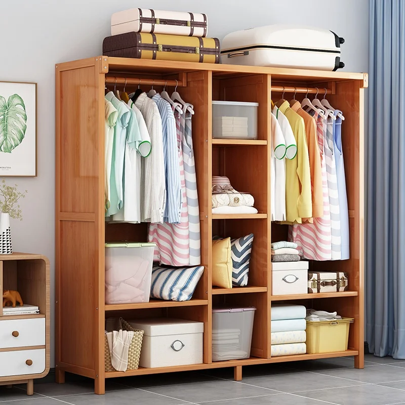 home bedroom economical solid wood storage cabinet dust STORAGE CABINET solid cloth wardrobe