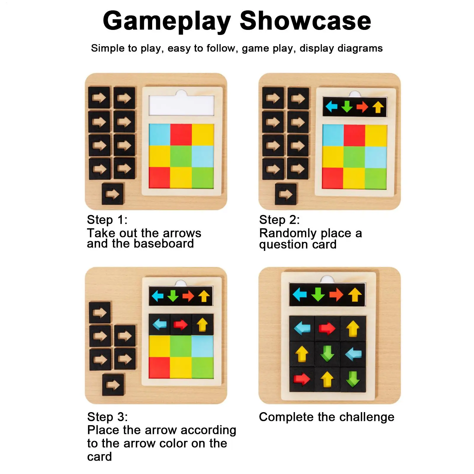 Bloco de madeira quebra-cabeça direção cor jogo de tabuleiro cognitivo cérebro teaser forma correspondência brinquedo de aprendizagem educacional para crianças pré-escolares