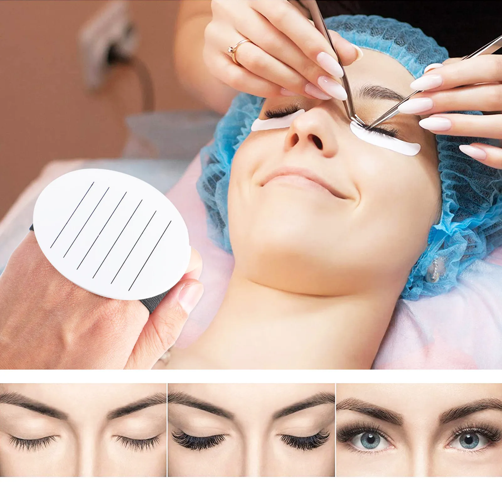 White Eyelash Extension Hand Holder Wrist Strap Acrylic Lash Pallet Professional Eyelash Plate Clear Numbers Easy Pick Up