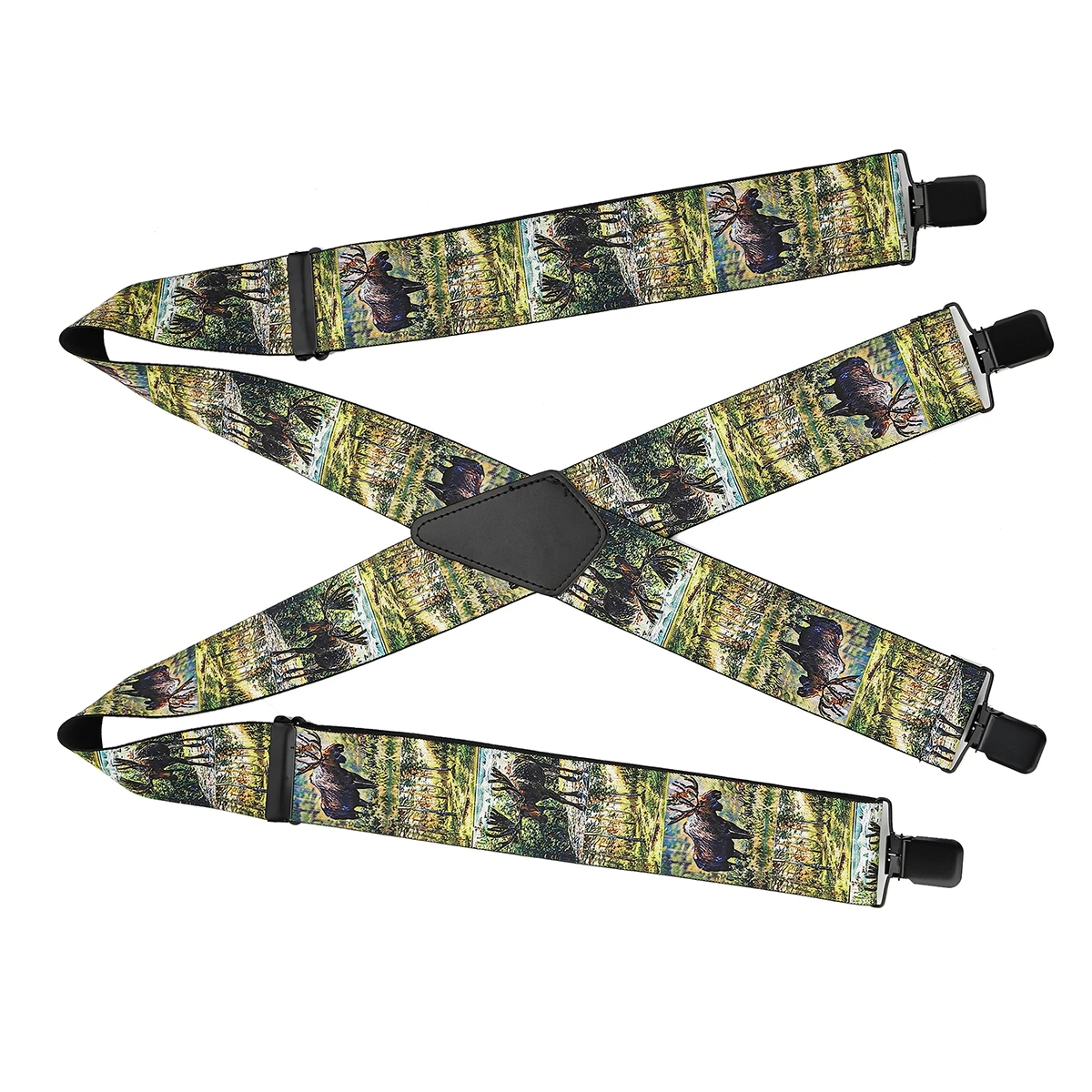 1.97inch Men's X-Shaped Reindeer Pattern Highly Elastic Adjustable Strap