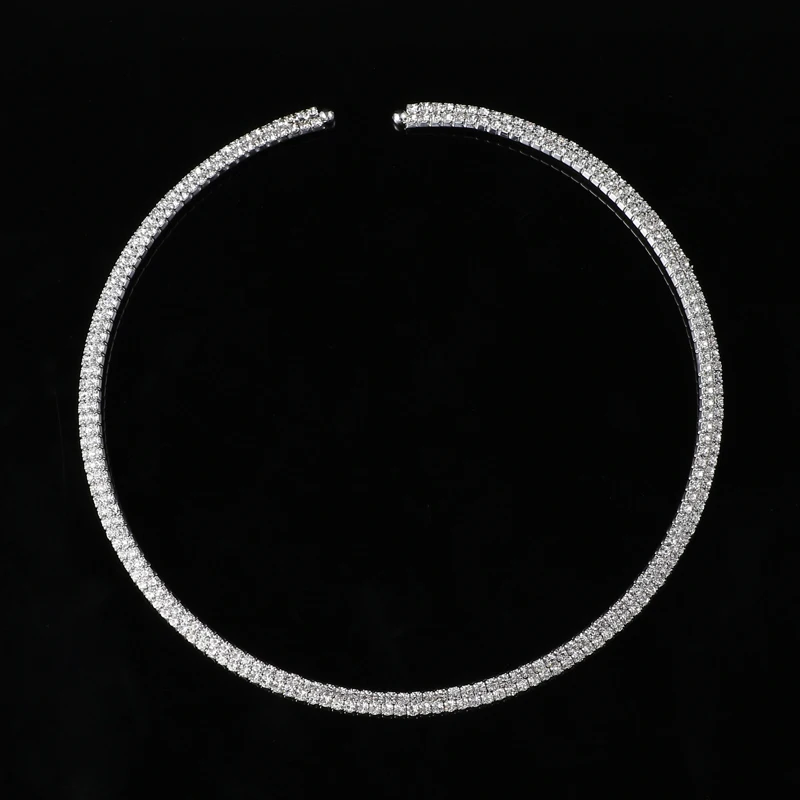 Elegant Choker Necklace Crystal Rhinestone Silver Plated Neckless Women Jewelry Simulated Pearl Choker Necklaces Luxury