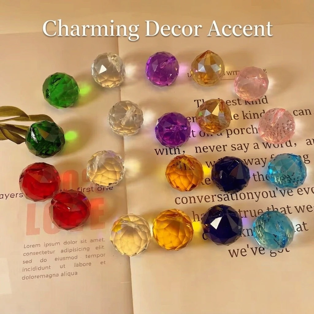 2pcs Crystal Prism Ball Pendant Faceted Glass Suncatcher Rainbow Maker Chandelier Parts Window Wedding DIY Decor Accessory