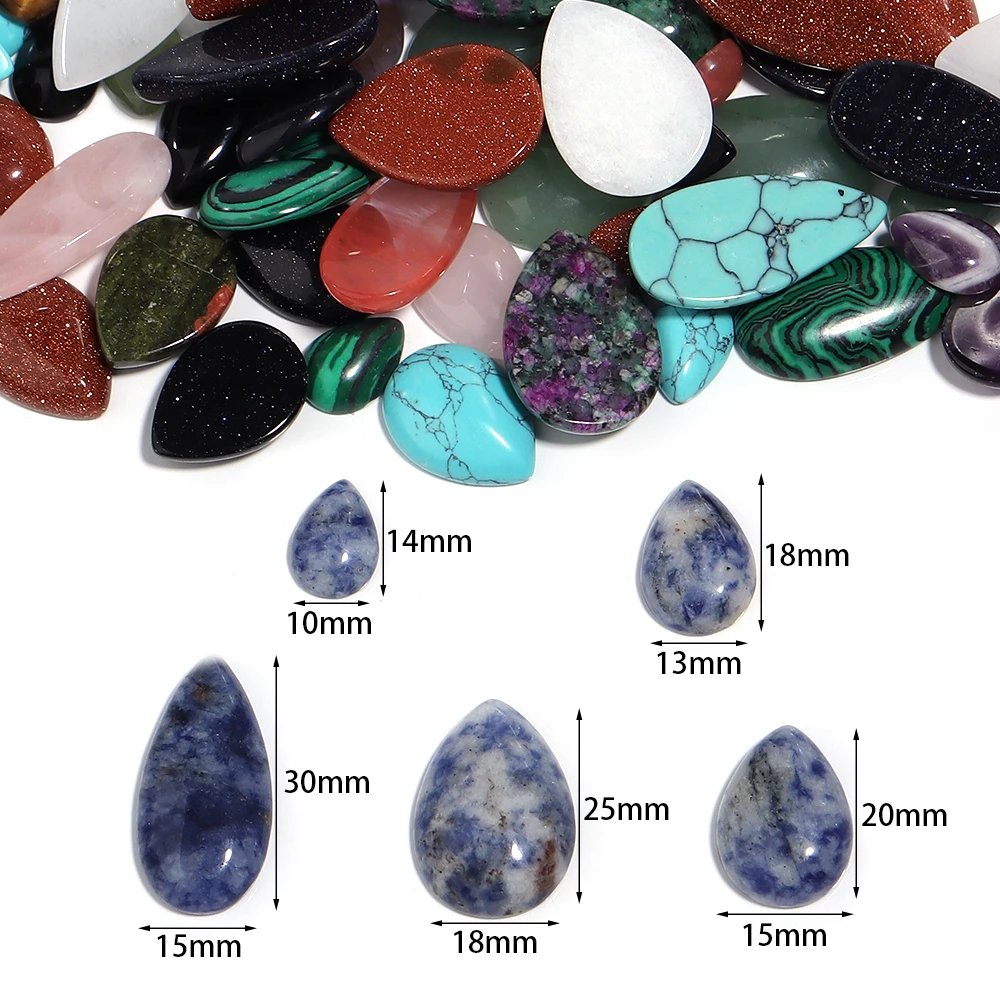  Natural Stone WaterDrop Shape Cabochon For Jewelry DIY Making Tiger Eye Amethyst Lapis Lazuli Agate Stone Beads for Handwork