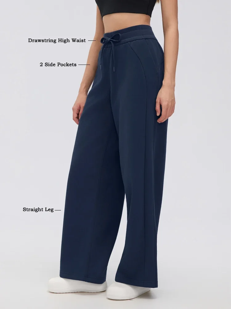 VITALINOVO Womens Wide Leg Fleece Lined Sweatpants Winter Baggy Lounge Travel Pants Drawstring Athletic Joggers Winter Outfits