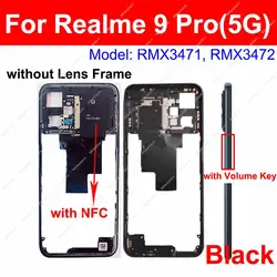 Middle Frame Housing For Realme 9 Pro 5G Middle Frame Cover Holder Bezel with Side Button with Graphite Paper Parts