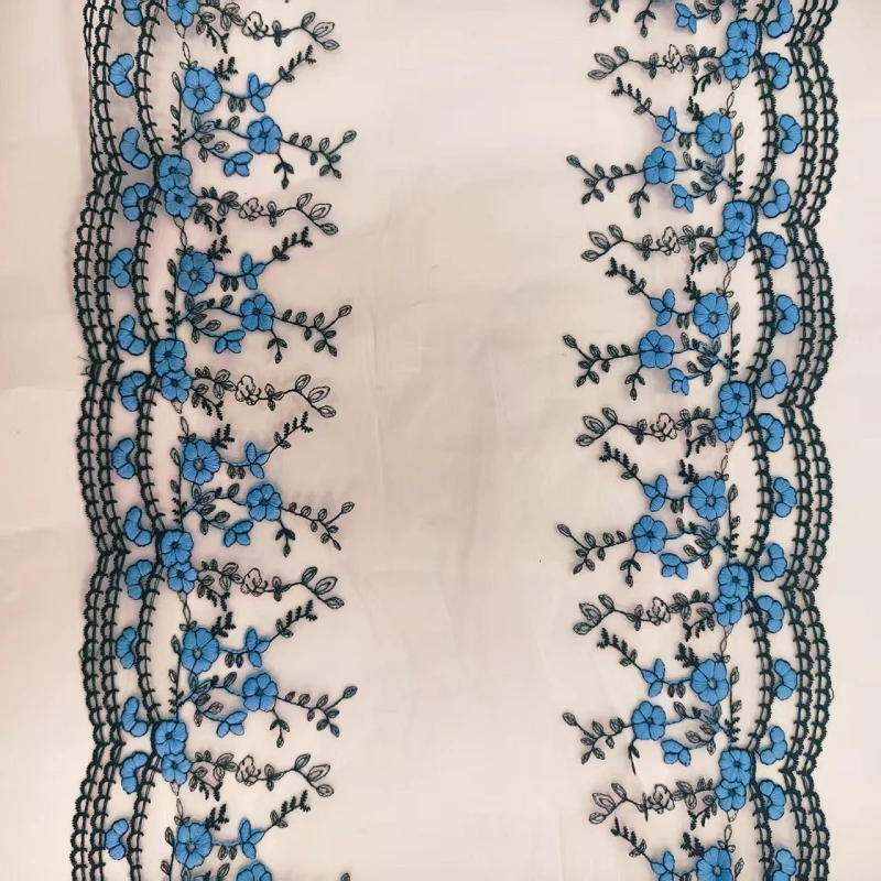 

20 ярдов двусторонняя 30 см вышивка с цветочной кружевной отделкой Encaje нейлоновая сетка мягкий тюль кружево для нижнего белья окантовка аксессуары для одежды