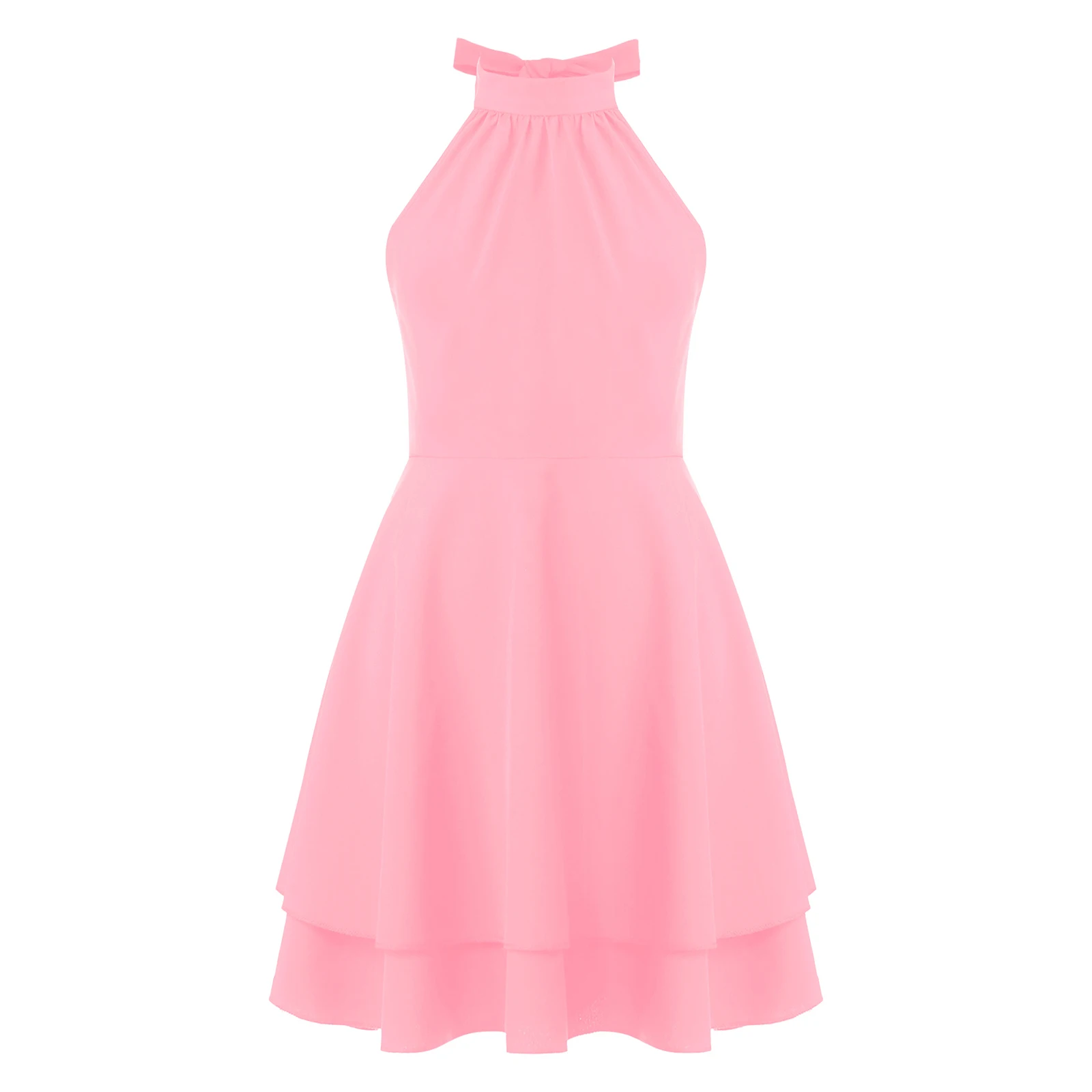 

Girls' Junior Chiffon Halter Sleeveless Dress Flowers Girls Long Bridesmaid Party Dance Prom Gown Dress Teen Ruffle Dances Prom