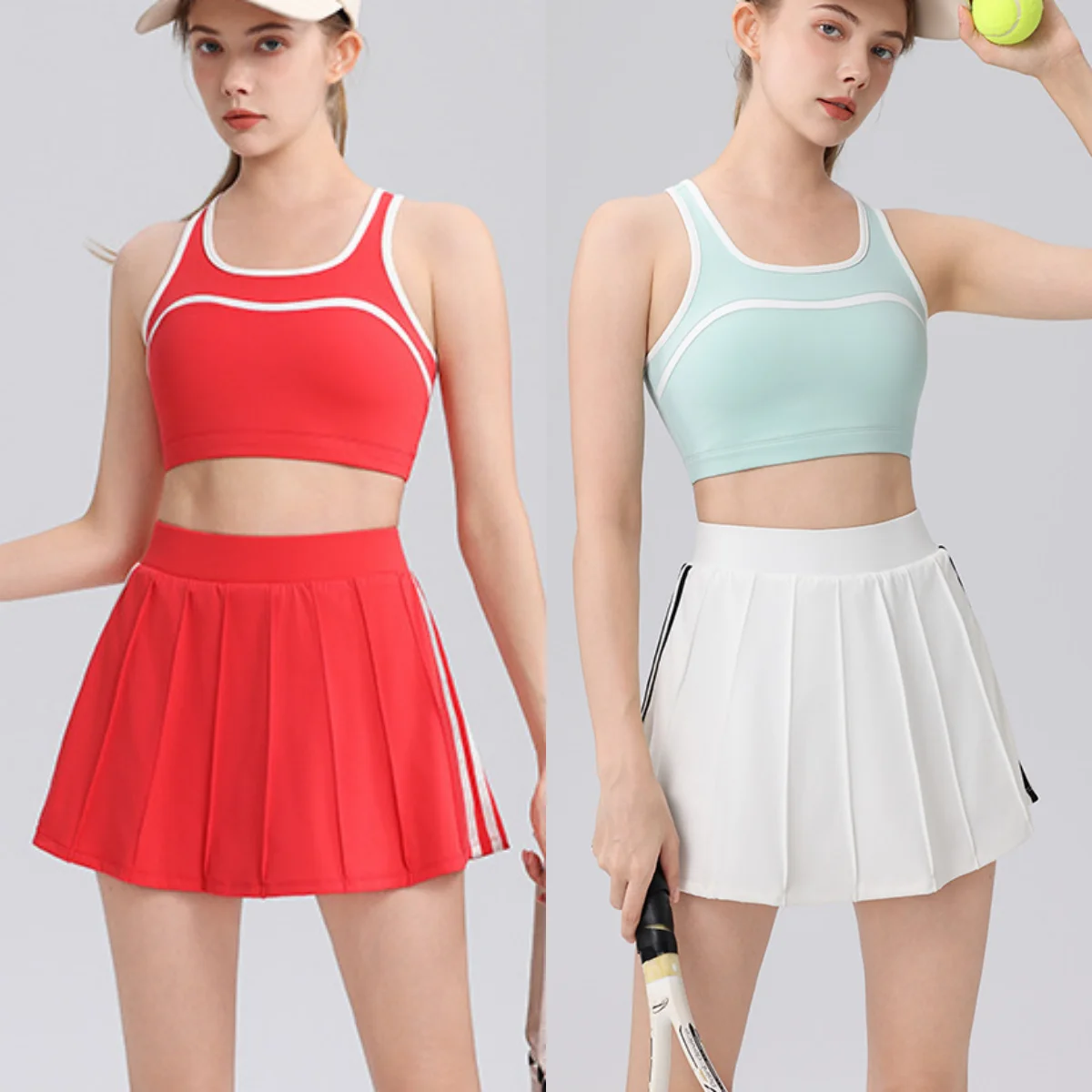 

Женский спортивный комплект, спортивный комплект, спортивный костюм, одежда для бега, спортивная куртка, спортивный бюстгальтер, теннисная юбка, спортивная одежда, комплект одежды