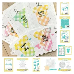 New Oh Baby Script Clear Stamps Set Baby Carriage Clouds Toys Cut Dies Gingham Stencils DIY Album Paper Greeting Card Decor Mold