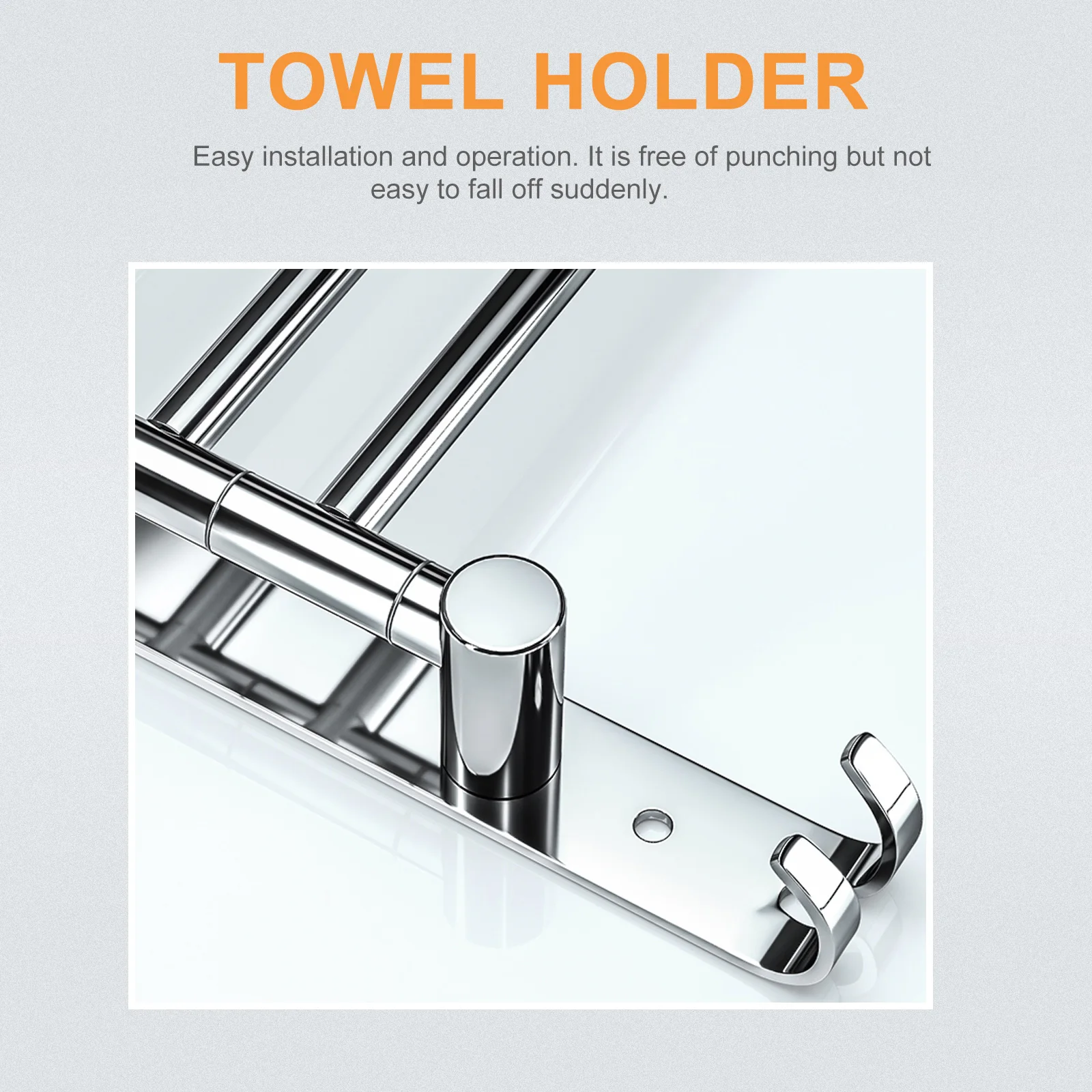 

Stainless Steel Towel Rack Degree Rotating Bar Wall Mounted No Punching Needed Durable Bathroom Organizer Hotel