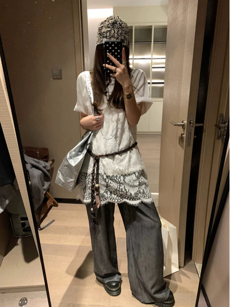 Sexy losse V-Ne damestanktop met kanten rand uitgeholde binnenkleding bovenkleding wit bloemenborduurwerk pendelen sle lente