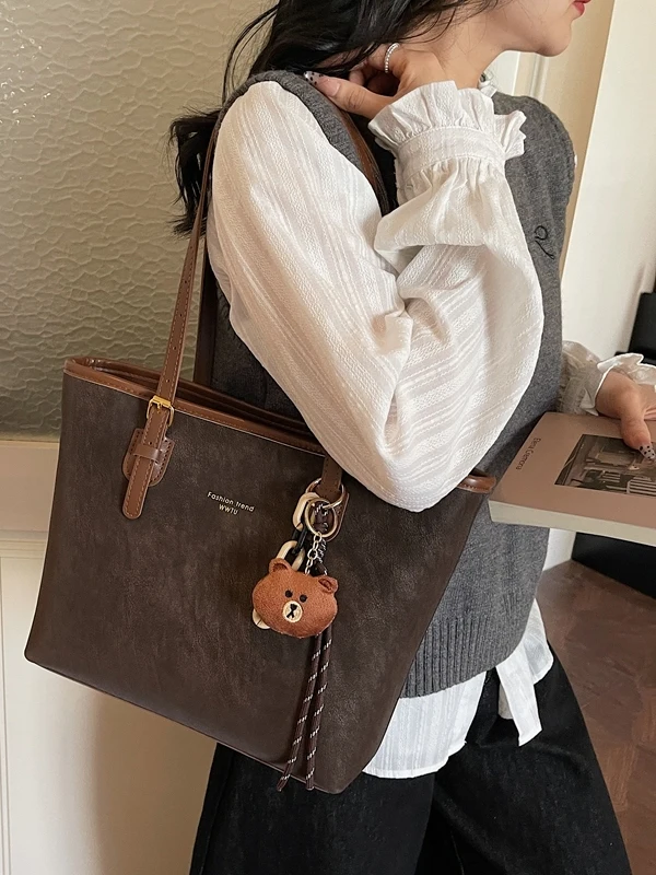 

Faionable Large Capaci Tote Bag Women's Simple Commuter Single oulder Bag 2025 New Trend Casual Bag Day Korea Pure Color