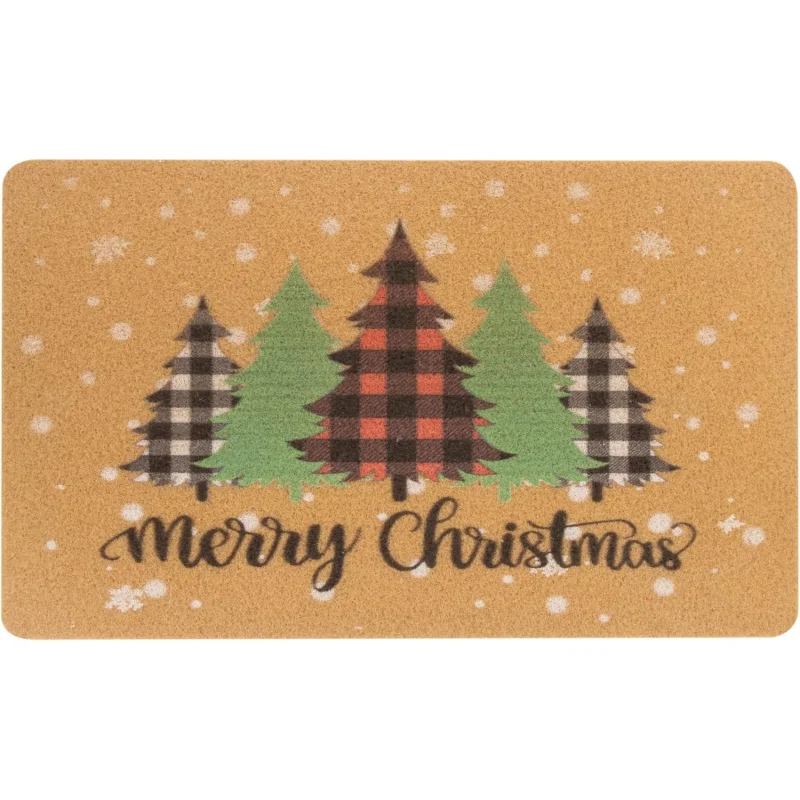 Merry Christmas doormat, Christmas tree pattern entrance non slip rubber doormat