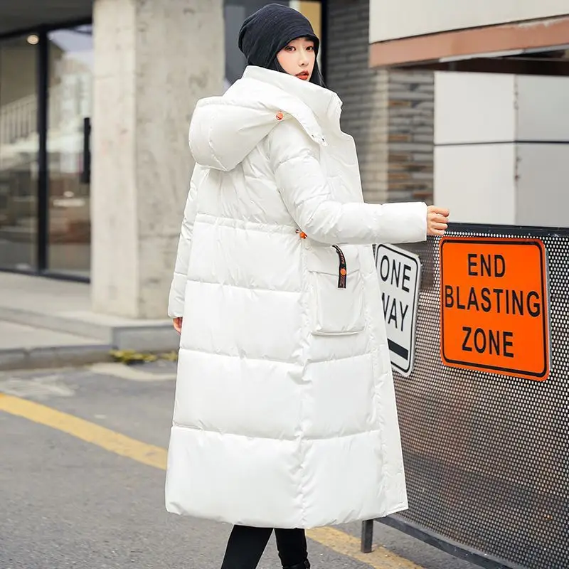 2023 New Women Down Jacket Winter Coat Female Mid Length Version Parkas Thick Warm Slim Fit Outwear Hooded Leisure Time Overcoat