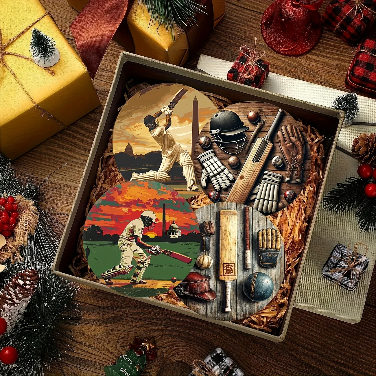 6pcs Retro Cricket Sports Them - Coffee Tea Etc recension och pris