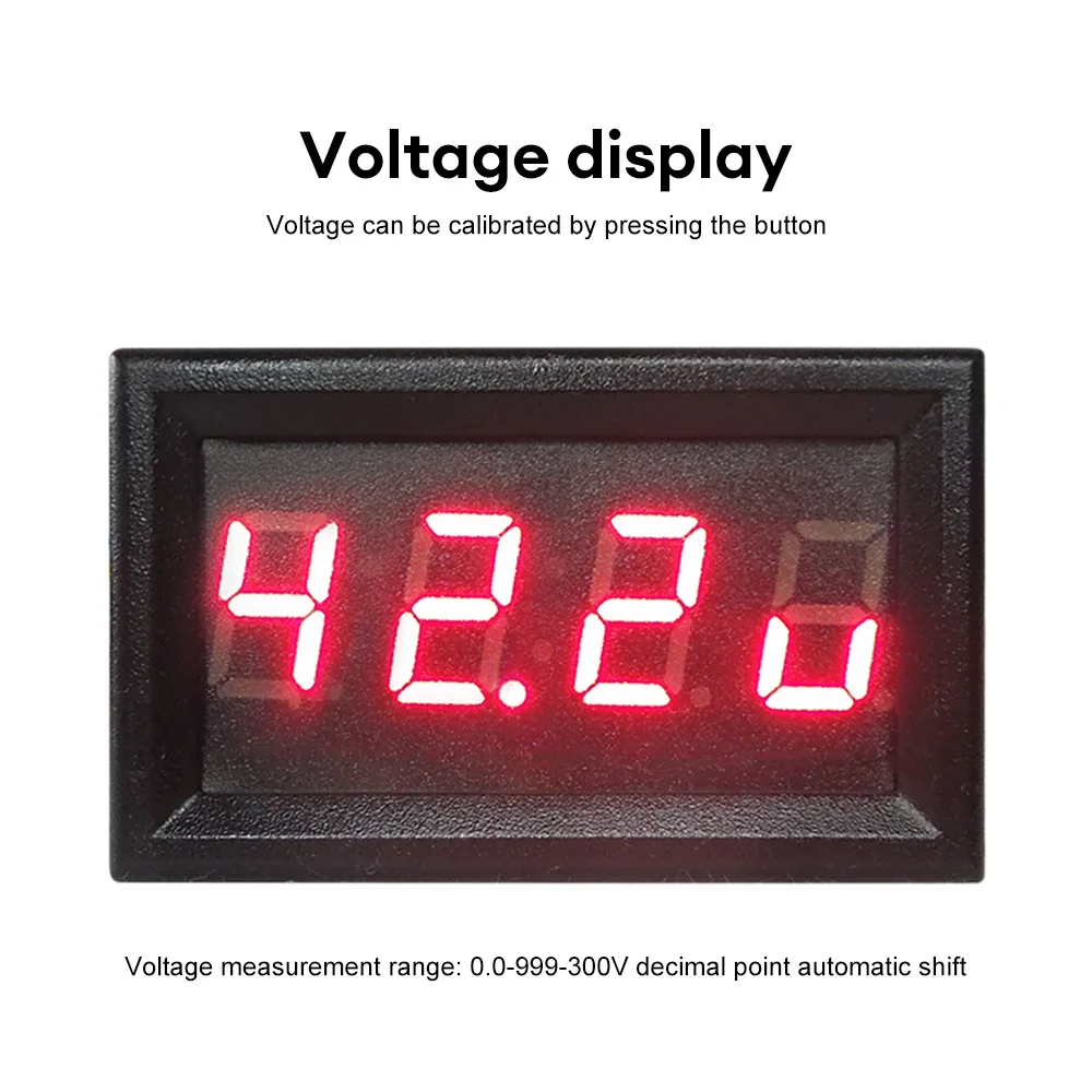 3 in 1 Electronic Clock Thermometer Voltmeter LED Digital Display DC 0-300V Voltage Tester -50℃~120℃ Temperature Meter for Car