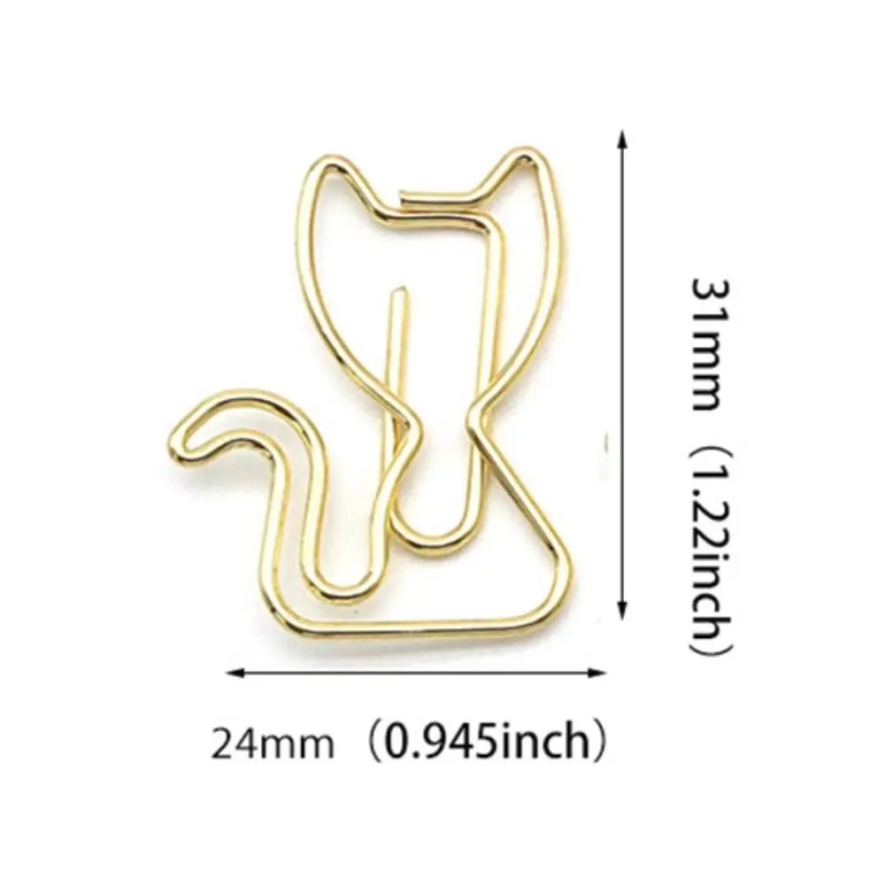 10pcs 학생 편지지 고양이 모양의 종이 클립 금속 만화 금속 클립 크리 에이 티브 귀여운 종이 장식 클립 학교