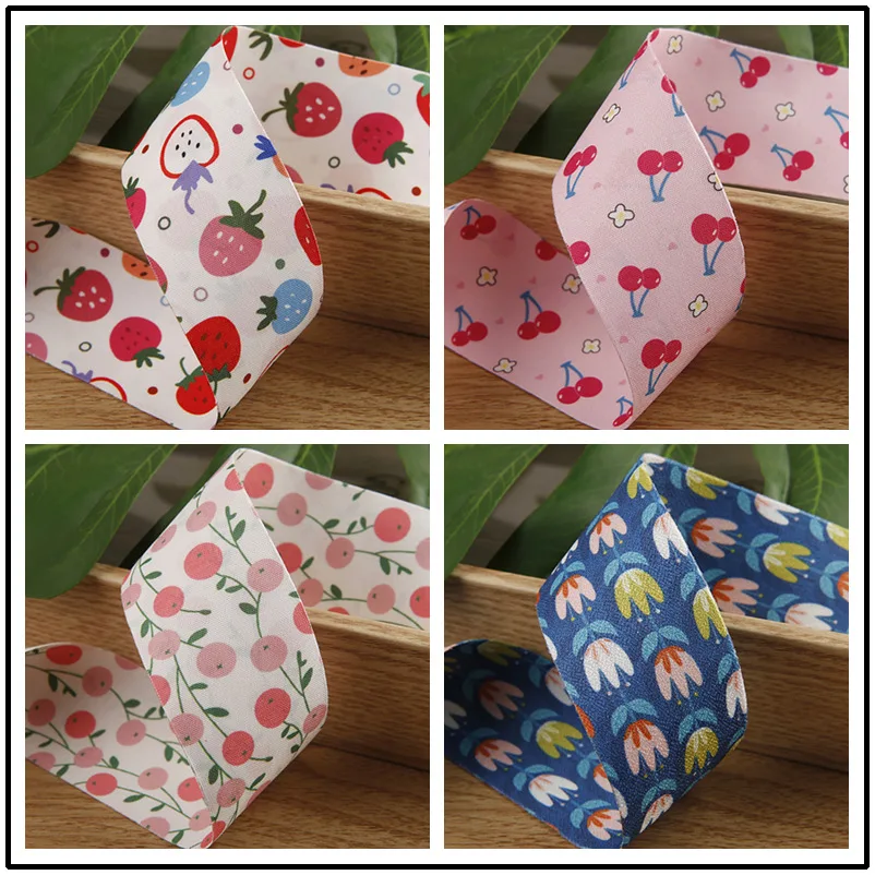 10 Yards 38MM Wellenkanten-Band mit Frucht-/Erdbeer-/Kirschmotiv für Haarschleifen, DIY-Bastelarbeiten, handgefertigte Accessoires YM2023062702 – Detail 7