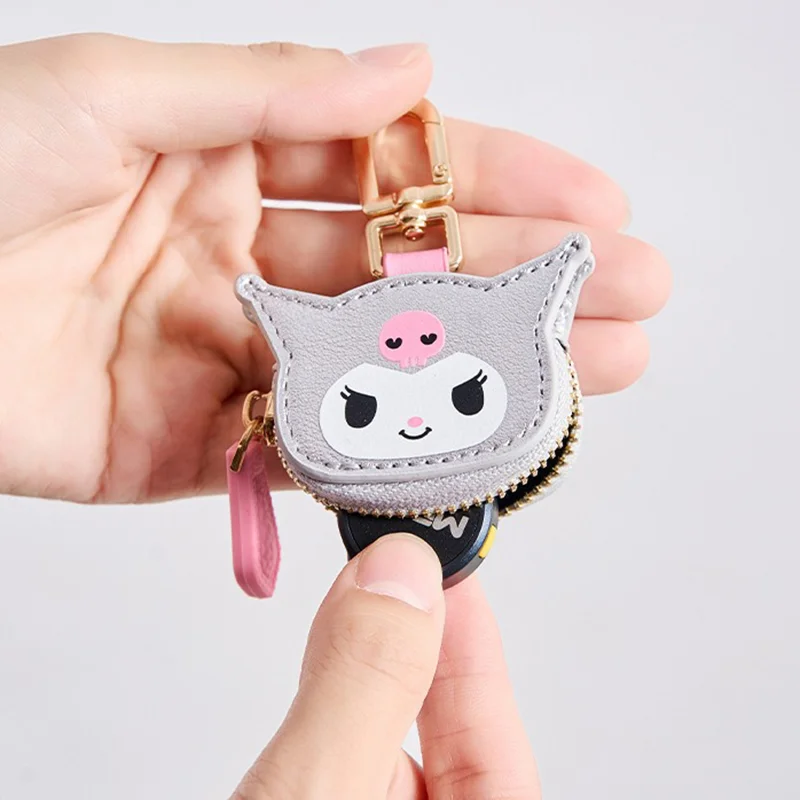 Monedero de cuero PU Kawaii Kuromi, bolsa para llavero, bolsa de almacenamiento para auriculares, billeteras portátiles para llaves, regalos de cumpleaños