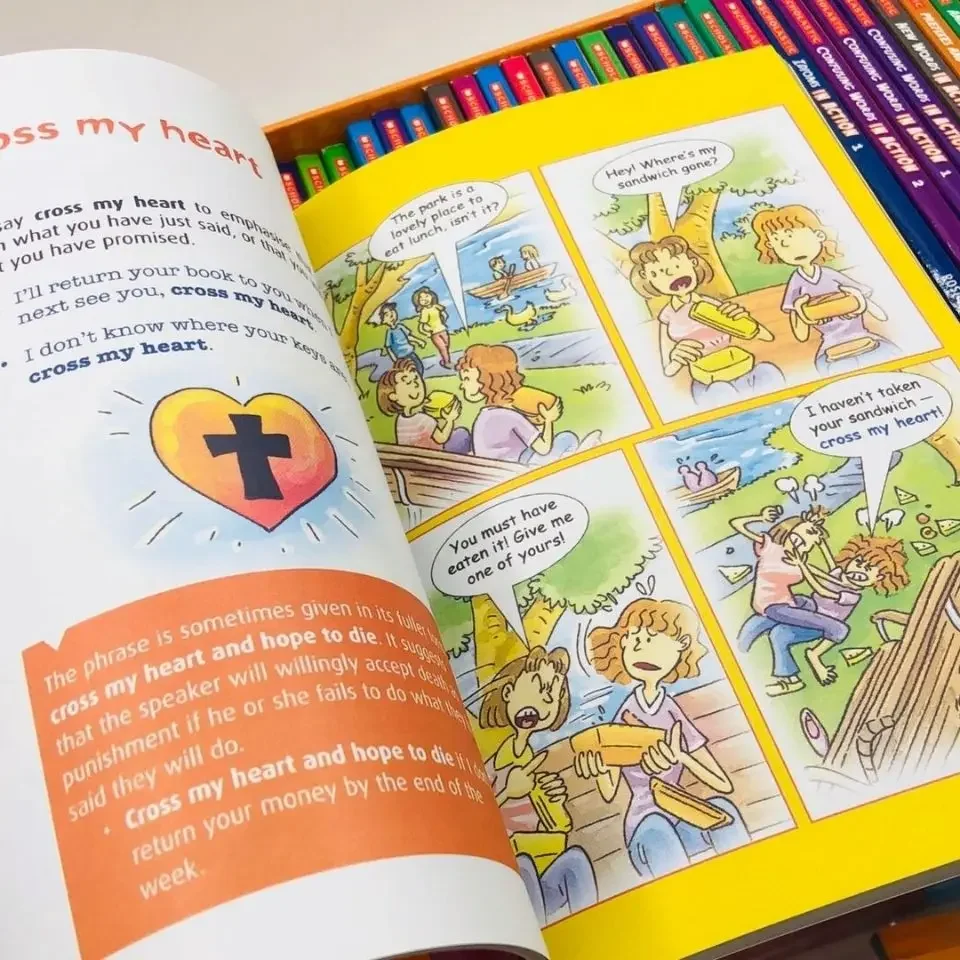 42 libri di storie inglesi scolastici In parole d'azione/idiomi libri di lettura per bambini con immagini in-picture